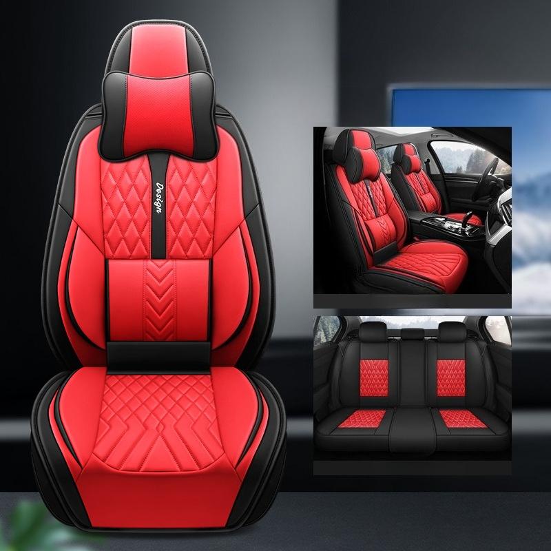 All-Season Seat Covers, Full Wrap PU Leather Seat Covers, Five-Seat Seat Cushions, Full Set of Five-Seat Seat Covers, Compatible with Five-Seat