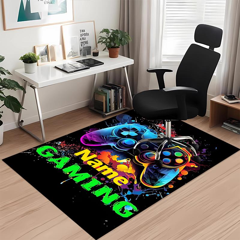 Custom Name Game Controller Printed Carpet, for Office Chair Living Room Bedroom Kitchen Room Decor Gifts.