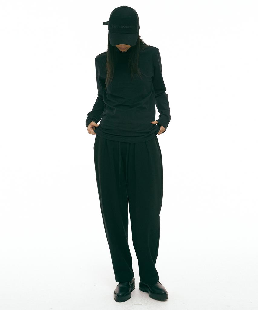 HYII Double-Pleat Tapered Sweatpants [Black]