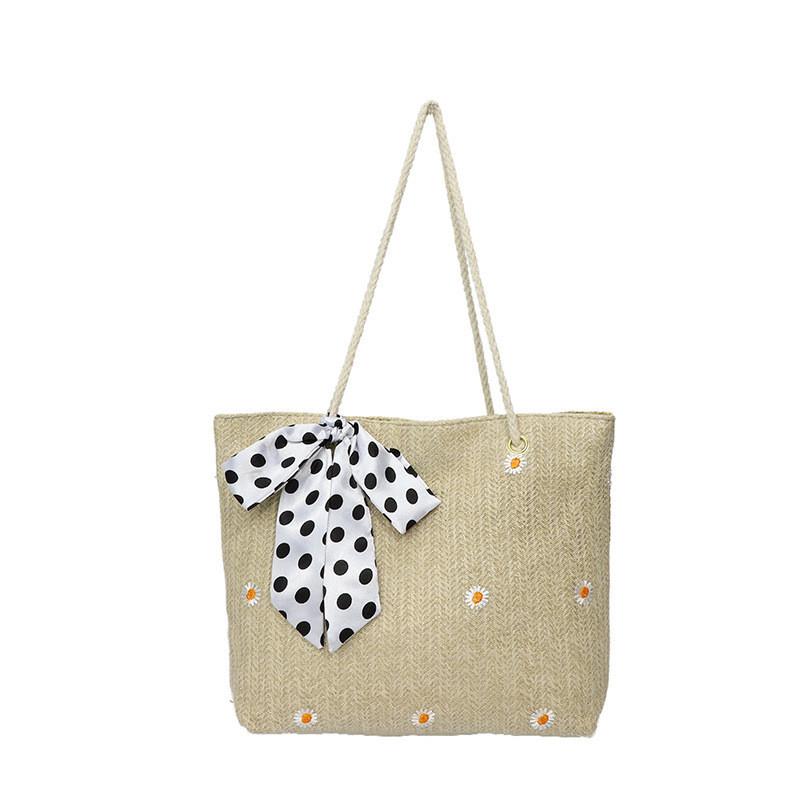 Stylish Woven Tote Bag For Women With Floral Design Ideal For Summer Beach Outings