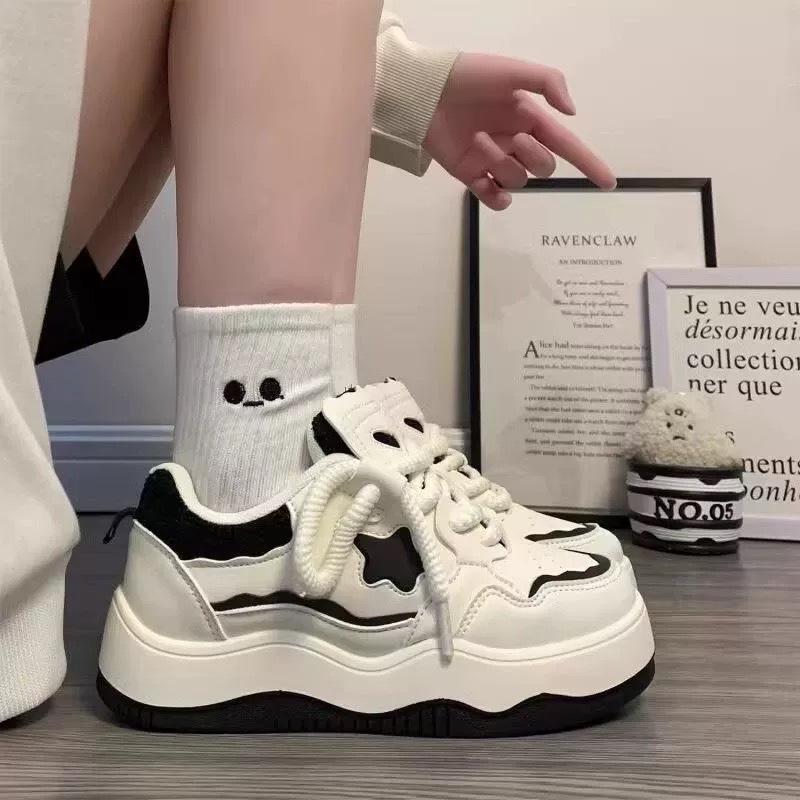 Women's Shoes Platform White Shoes 2025 Spring and Autumn New Versatile Small Fragrant Casual Board Shoes Original Star Casual Shoes Women