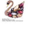 Rhinestone Wreath Brooch Artificial Gemstones Swan Lapel Pin Retro Elegant Brooch Pin for Women Coat Shirt Dress