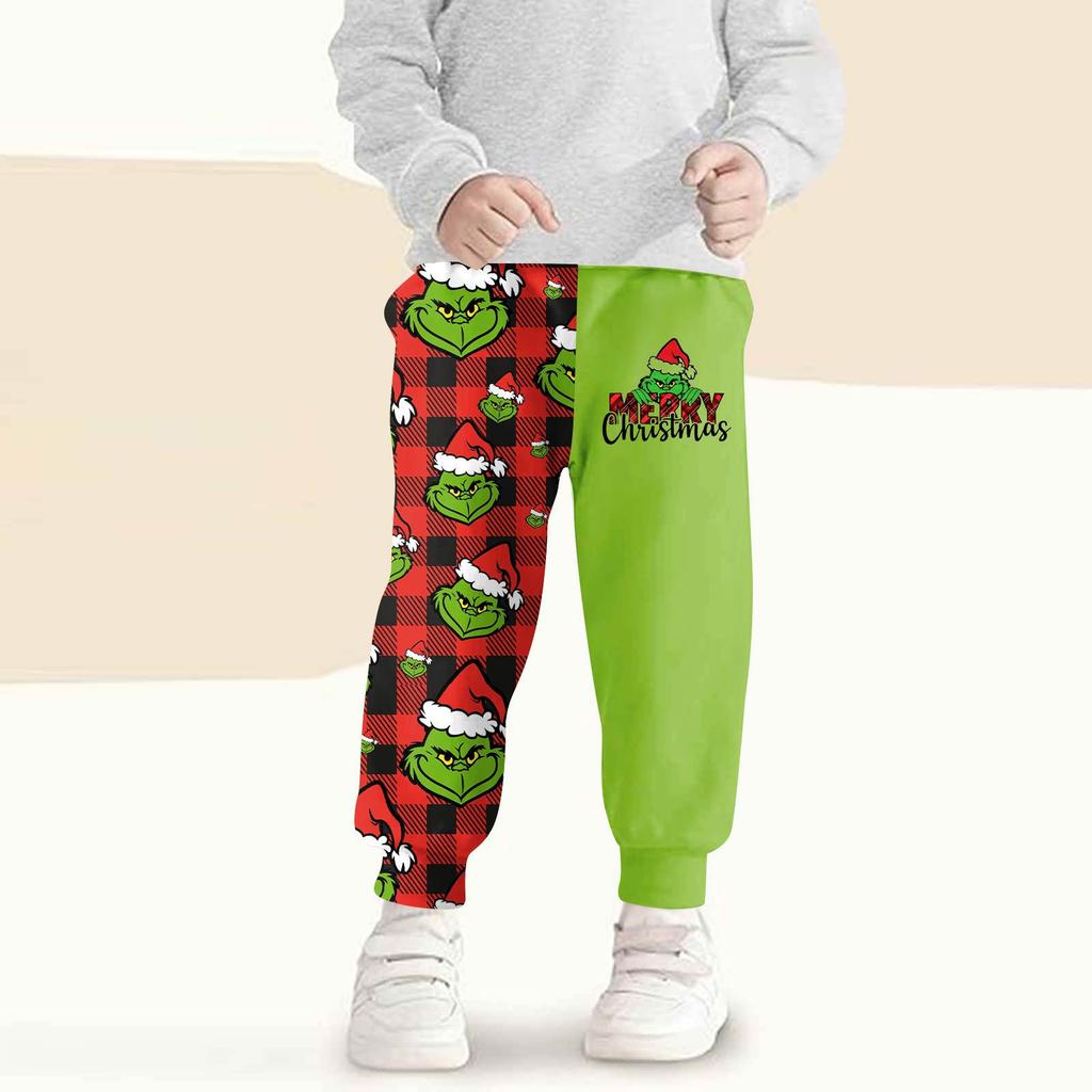 Kids' Fashion Christmas Print Loose-Fit Waistband Casual Sweatpants