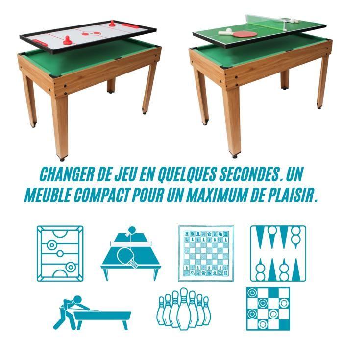 Devessport Multijeux 7en1 Special, Baby-Foot, Billard, Air Hockey, Ping-Pong. Table De Jeu Complète Pour Enfant