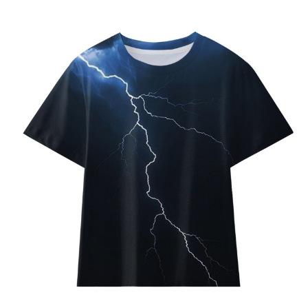 Source manufacturer, new children's clothing, lightning series children's short-sleeved T-shirt 3D printed short-sleeved T-shirt short-sleeved