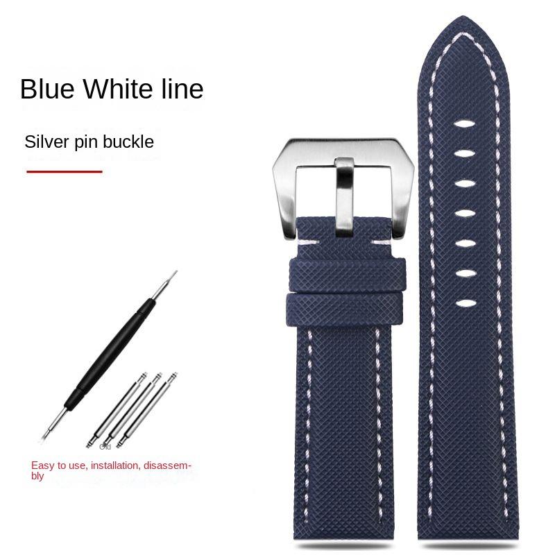 For Panerai Strap Bracelet for Men's PAM111 PAM441 Nylon Carbon Fiber Plaid 441 Leather Watchband Black Blue 22mm 24mm 26MM
