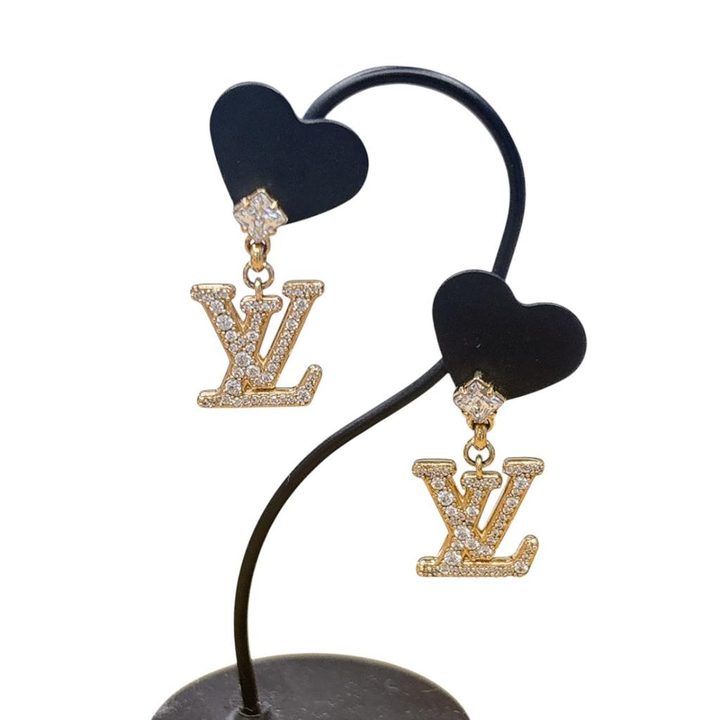 LOUIS VUITTON Earring Lady LV Gold Plated gold Women M01844 Storage box Used