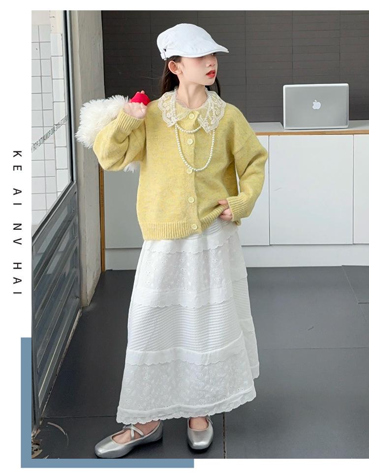 Herbst 2025 Mädchen Modischer Pullovermantel im koreanischen Stil - Stilvolles Outfit für große Kinder