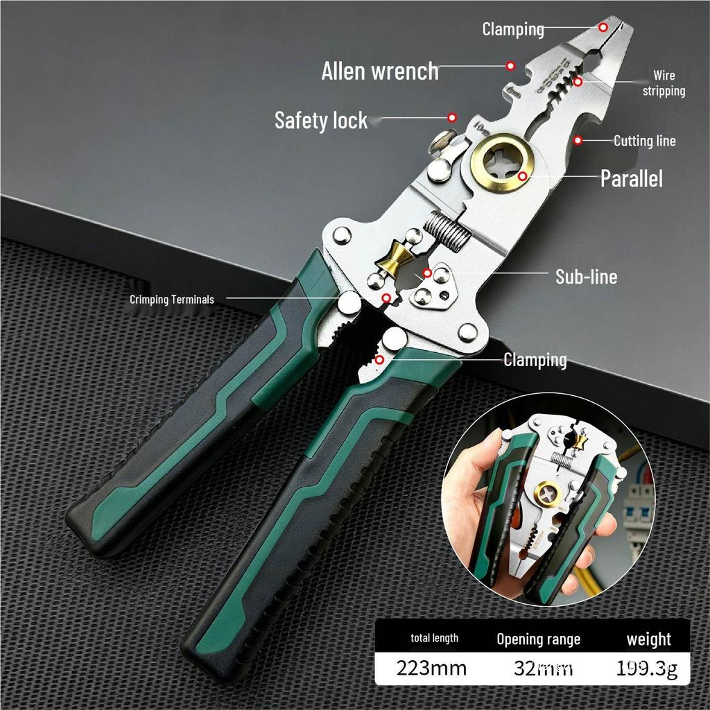 Multi-Functional Folding Electrician Pliers: Wire Strippers and Crimpers