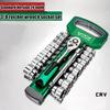 Drive Socket Set 1/4"-3/8"-1/2",CR-V Metric and Imperial Sockets with Quick-Release Ratchet Wrench,pro model 72 teeth, Sockets