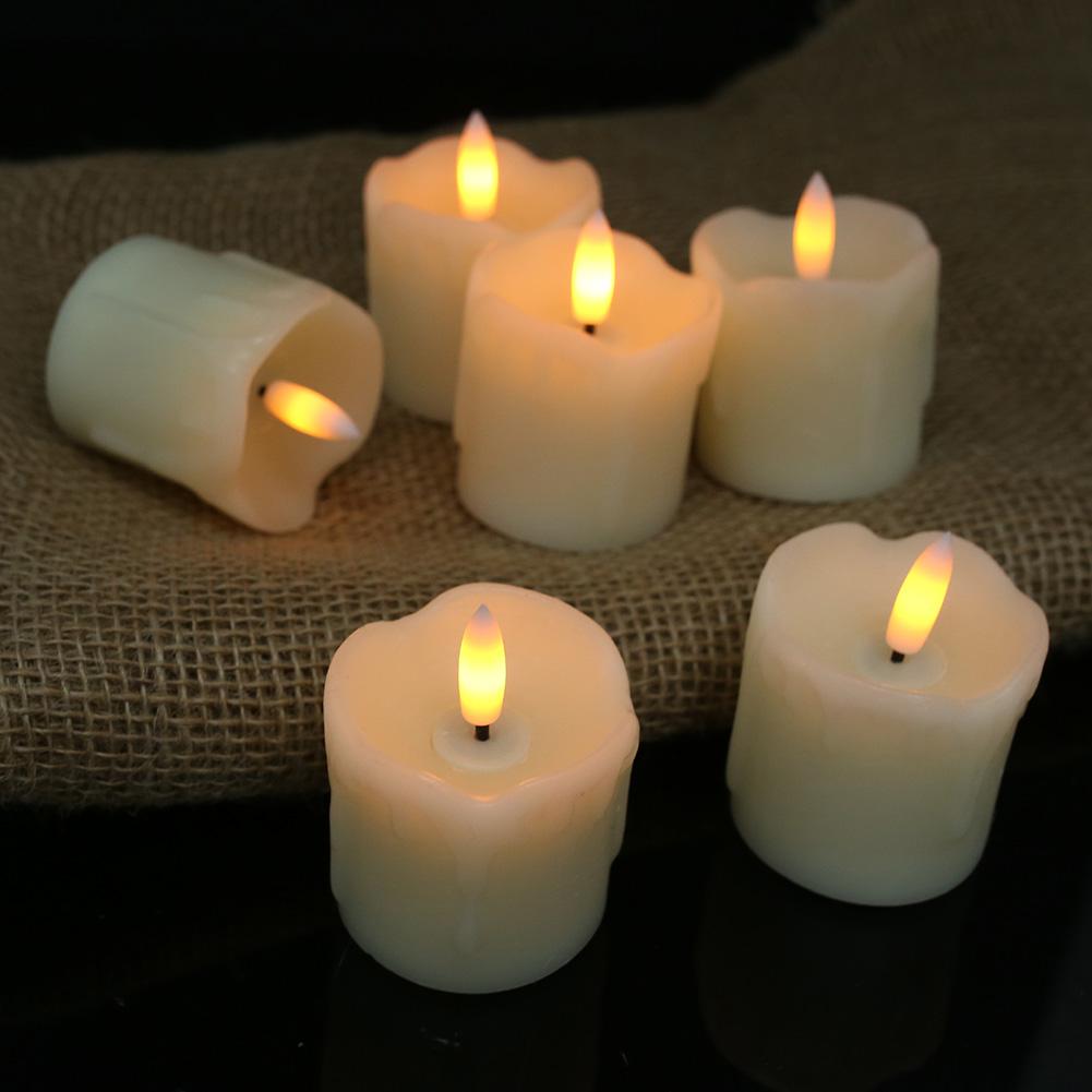 12/24 buc Lumânări Votive Fără Flacără cu Temporizator Telecomandă Ceară Reală Fitil Realist Lumânare cu Baterii pentru Decor Nuntă Petrecere