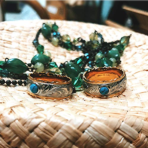 July Hawaiian Jewelry Ring with Turquoise Stone, Men's and Women's, Gift, Brand Name, Hypoallergenic, Surgical Stainless Steel, Size 19, Gold