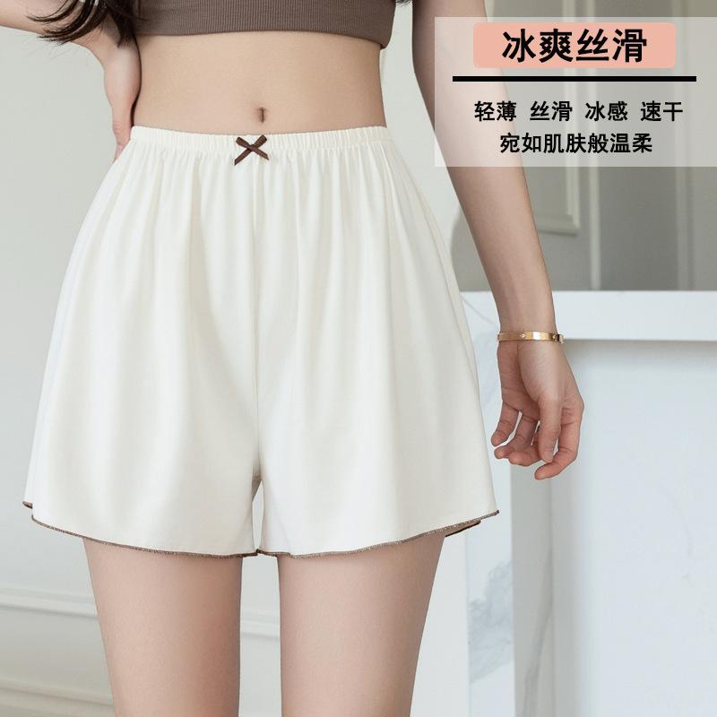 Women's High Waist Shorts Elastic Waist Safety Shorts Ice Silk Solid Color Loose Fit Breathable Anti Chafing Summer Plus Size Bottoms