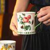 Pastoral Ceramic Coffee Cup Hand Painted Floral Teacup Creative High Temperature Resistant Household Office Breakfast Milk Cup