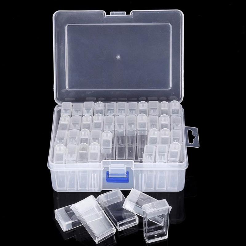 Przezroczysty pojemnik do przechowywania koralików z 64 przegródkami do malowania diamentami DIY i zdobienia paznokci