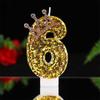 Large Gold 3D Digital Birthday Candle Crown Style Long Burning for Retirement Celebration Party Cake Decor