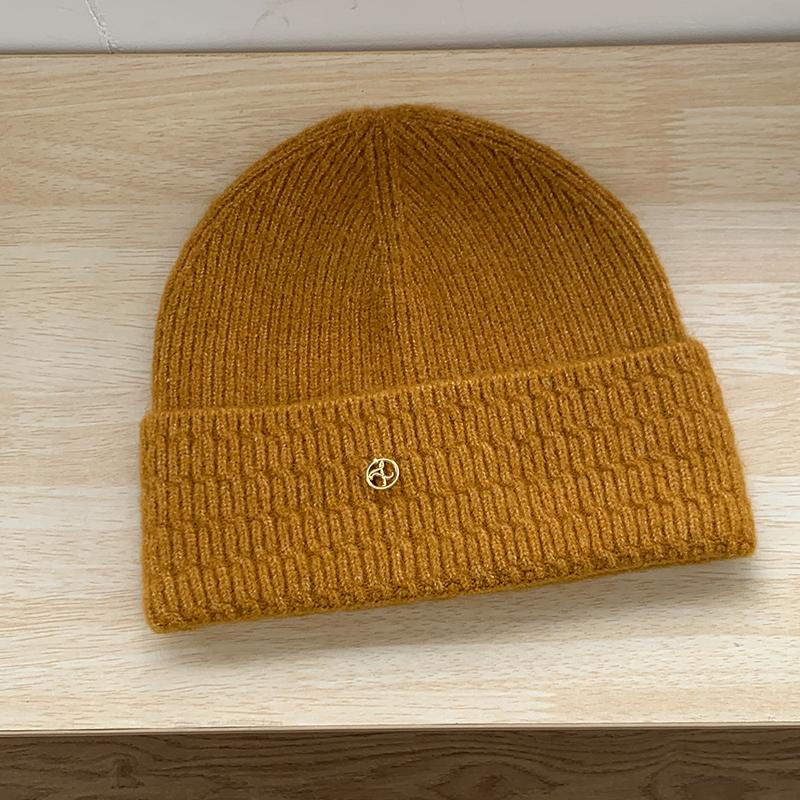 

Мягкая шерстяная шапка женская для маленького лица кашемировая вязаная шапка повседневная универсальная осенне-зимняя защита от холода для ушей Adult (56-58cm) оранжевый