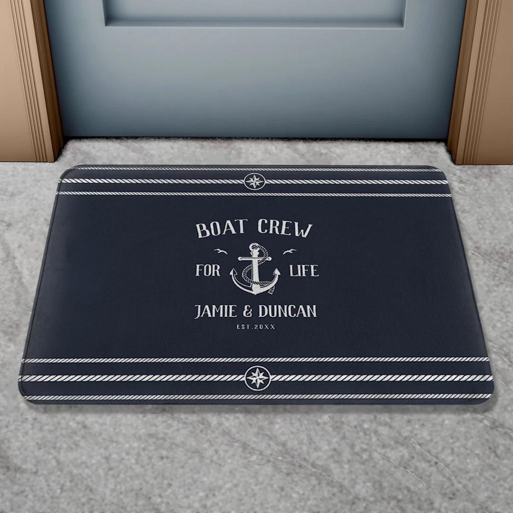 Classic Nautical Welcome Aboard Anchor Compass Ship Wheel Anti Slip Decorative Door Mat Bath Rug Indoor Outdoor Floor Mat