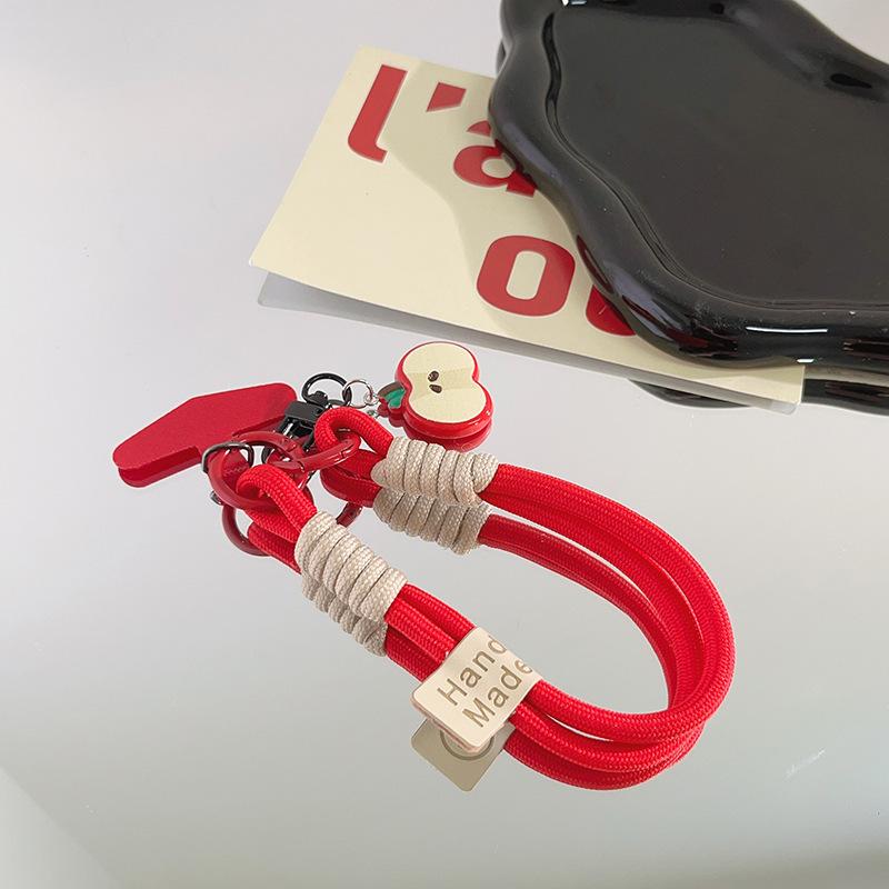 

Cute Red & Black Buckle Fruit Pendant - Phone Lanyard, Wrist Strap, Creative Bag/Key Chain, Universal