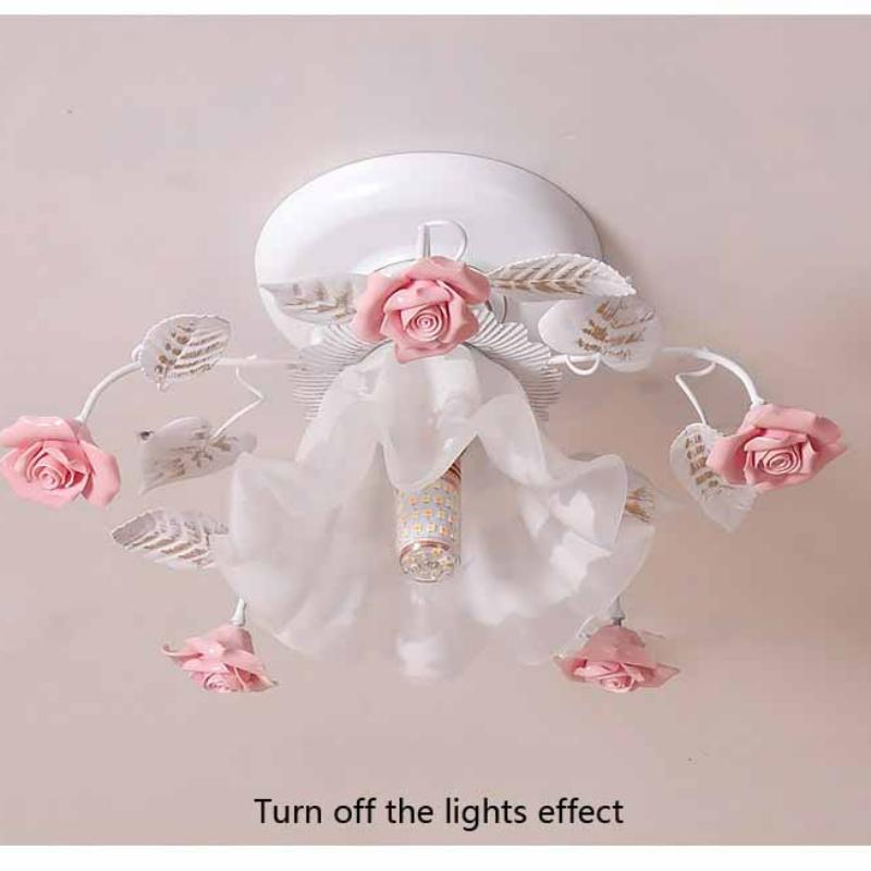 Japanese Pastoral Ceiling Lights Rose Wrought Iron Flower Lamp Porch Aisle Mount Ceiling Lamps Kitchen Home Lighting 110-265V