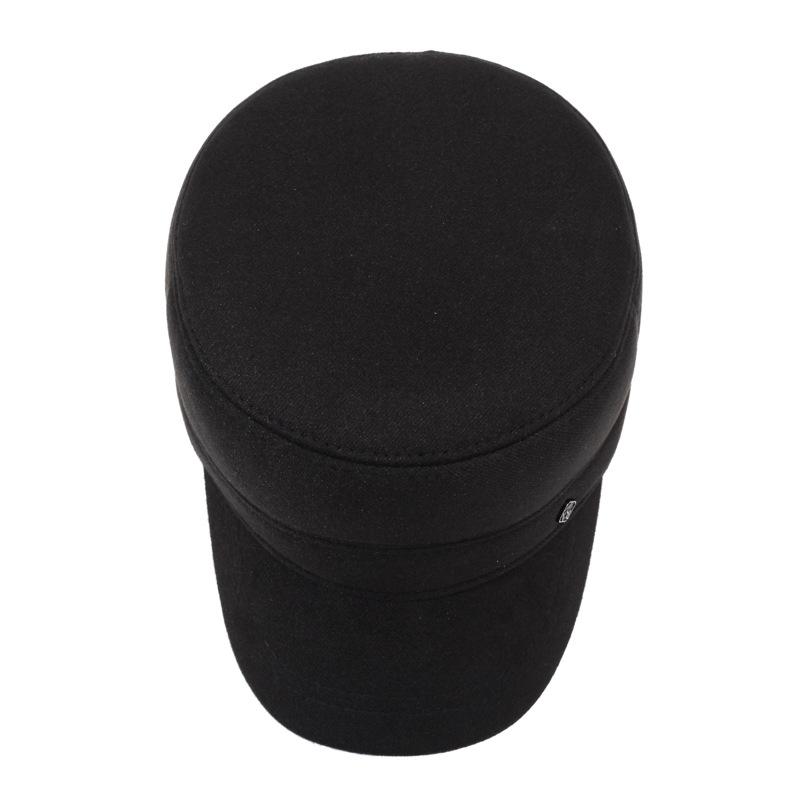 Winter Thick Cold-Proof Middle-Aged and Elderly Outdoor Flat Top Cotton Cap Men's Letter Label Ear Protection Warm Wool Duck Cap