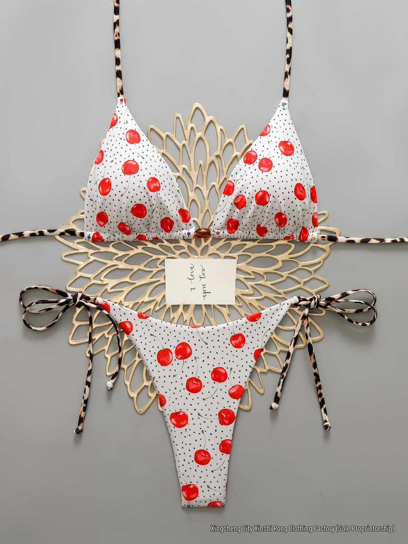 

Floral Lace-up Bikini for Women - Fresh, Stylish Resort Swimwear L квітковий колір друку