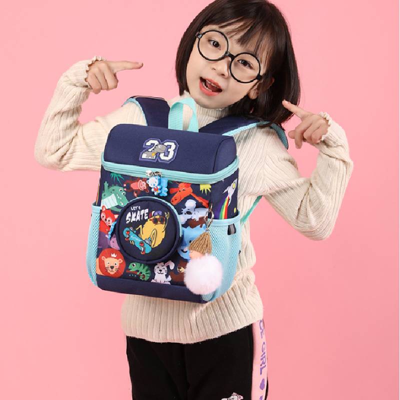 Children Bag School Backpack Sleeping Plush Doll Animal Pattern Pendant Nylon