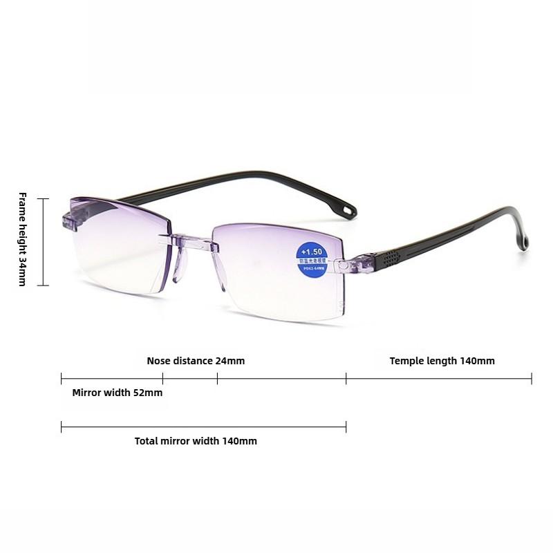 6PCS Fashionable Square Frameless Cut-edge Lightweight Reading Glasses Men Women Comfortable Eye Protection Eyeglasses