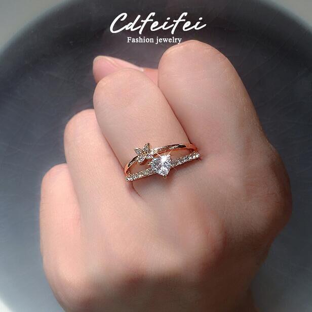 Sweet Bow Love Ring, Wind Zircon Ring Jewelry For Women no. 10