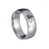 8mm Couple Rings Men's And Women's Black And Silver Color Cartoon Lover Symbol Ring Stainless Steel