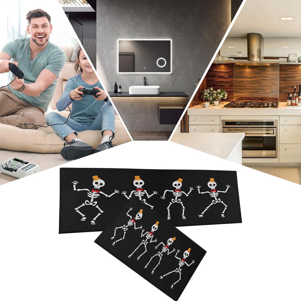 Halloween Front Door Mat Non-Slip Kitchen Door Rug Funny Halloween Floor Mat for Entryway Porch Bathroom Kitchen Shower