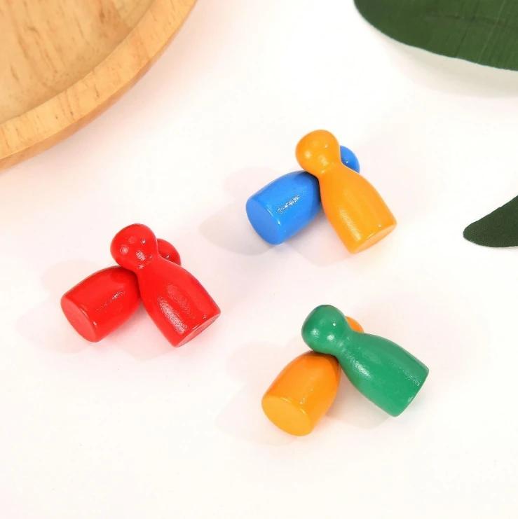 100 Pcs Colorful Wooden Chess Markers 24x12mm Board Game Tokens Marking Pieces for Strategy Games