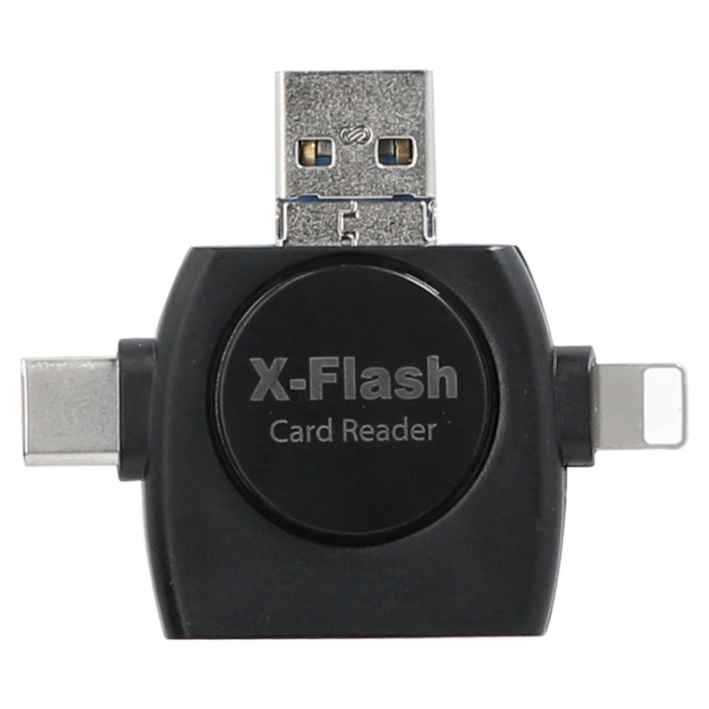 XT60 Mobile Phone Card Reader 4 In 1 OTG Storage Extension for Android Typec IOS Black