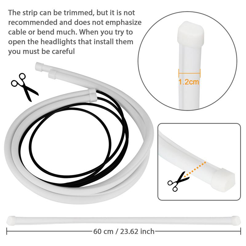 2 Pcs Drl 60Cm Led Strip Lights Daytime Running Lights Turn Signal Bulbs 12V Flexible Styling Headlight Fog Lamps White