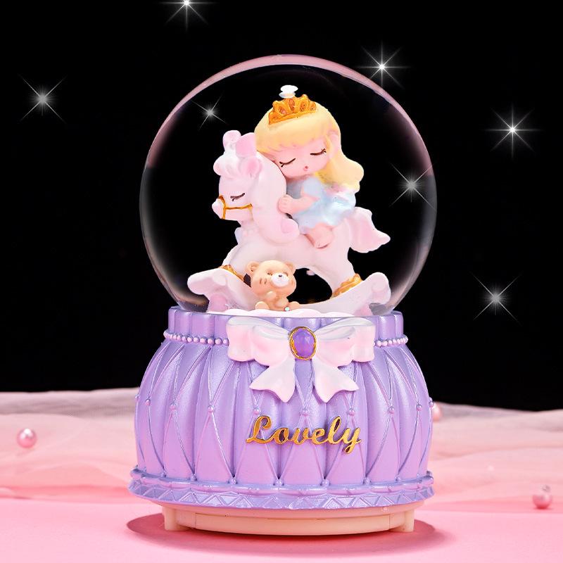 Christmas Fantasy Crystal Ball Music Box - Princess Ornament Gift for Girls' Birthdays