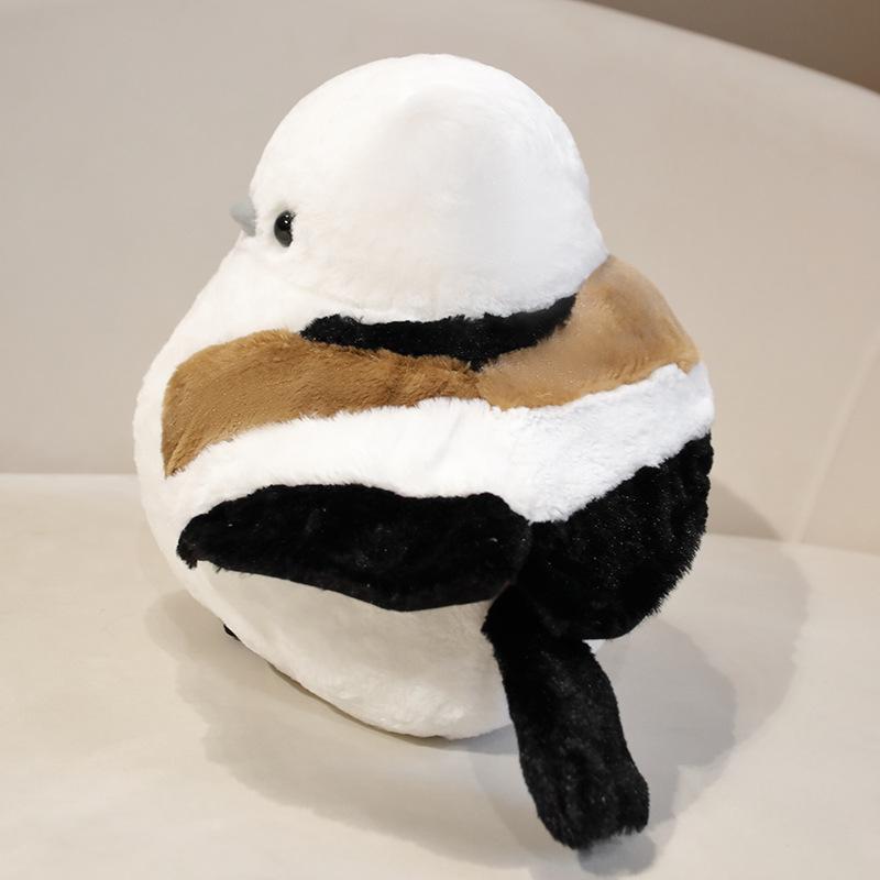 Cute Crooked Head Hairy Long-Tailed Tit Plush Toy Sofa Throw Pillow Girl Gift Small Doll