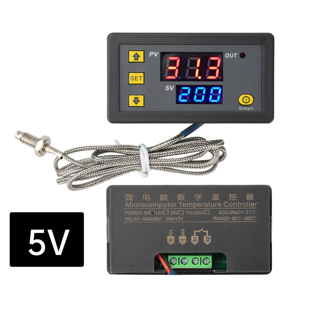 W3230 Digitální regulátor teploty typu K LED displej Termostat s přístrojem pro řízení ohřevu/chlazení DC 5V 12V 24V/AC110-220V