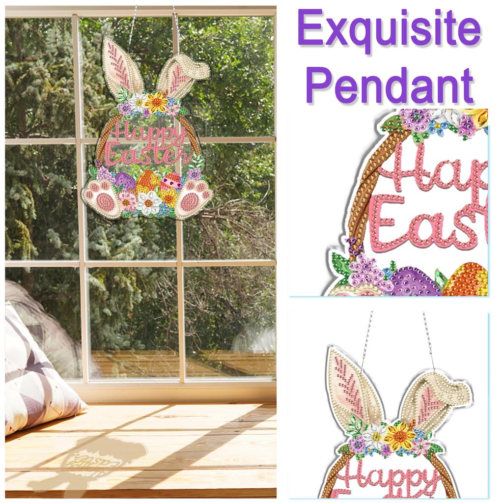 Easter 2D/Flat DIY Acrylic Special Shape Hanging Gem Art Paintings Charm Single Side Drill Diamond Painting Hanging Pendant