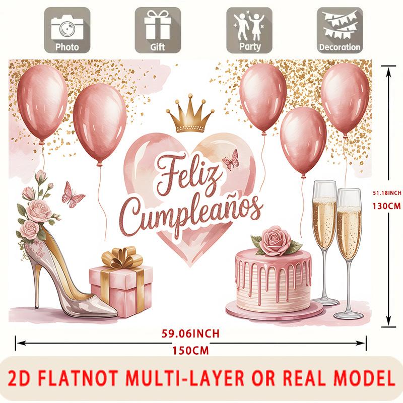 Party Backdrop Birthday Rose Pink Elegant Photo Background Front Door Decor