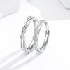 Intertwined Star Trails Sterling Silver Couple's Rings with Diamonds, Adjustable, Custom Engraved.