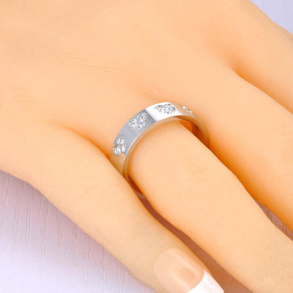 JeeMango 316L Stainless Steel White CZ Crystal Wedding Ring For Women Fashion Heart Imitation Diamond Jewelry R23025