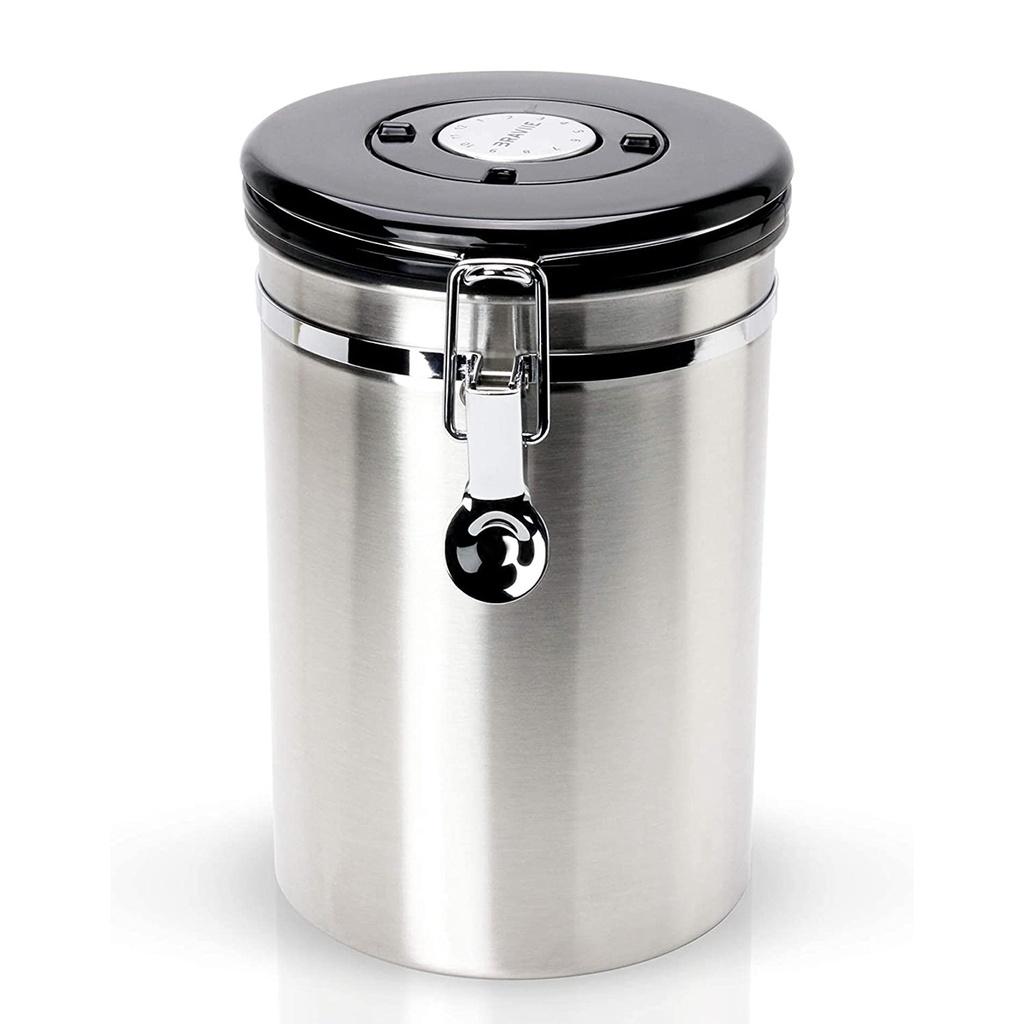 1L/1.5L/2L Storage Canister Set For Tea Rice Spices Herbs Food Storage With coffee Scoop 4.72x4.13inch Stainless Steel Airtight Coffee Container