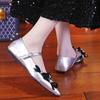 Fashion Women Sexy Pointed Toe Shoes Luxury Crystal Bow Sandals Dress Party New 2025 Designer Summer Loafers Buckle Shallow Zapatillas