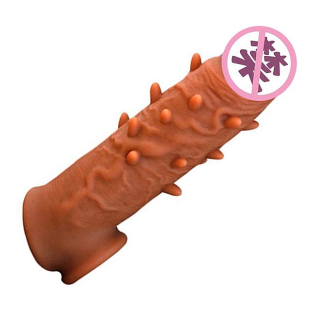 Penis Extender Cock Rings Reusable Delay Ejaculation Penis Condoms Dick Sleeve Silicone Glans Cover Enlargement Sex Toys For Men