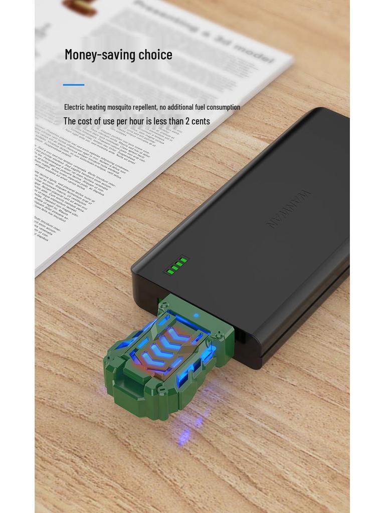 USB Portable Electric Mosquito Repellent Incense Heater for Indoor, Outdoor, Office, and Car Use with Power Bank Option