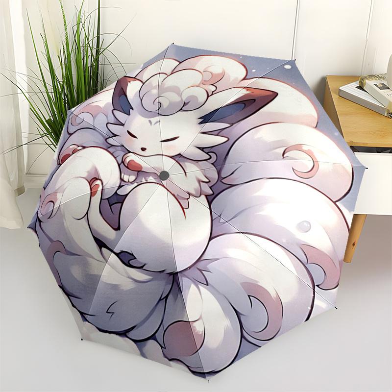 

1pc Nine Tailed Fox Cute Cartoon Design Automatic Opening and Closing Umbrella - Lightweight 3-Fold Design, Suitable for Fans, Travel, Daily Use