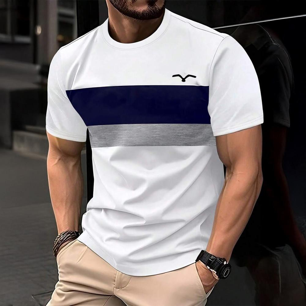 Fashionable men's T-shirt summer outdoor casual round neck short sleeved top