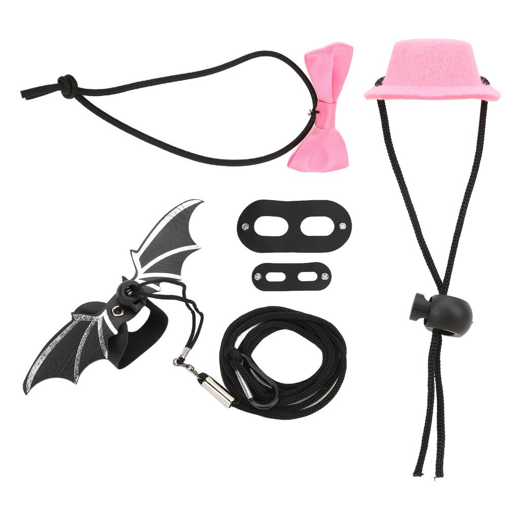 Reptilien Geschirr und Leine Verstellbares Eidechsen Zugseil Hut Fliege Set für kleine Haustiere(Rosa Hut Set Leine S)