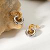  New Geometric Circle Stainless Steel Gold Silver Mix Color Matching Earrings Waterproof 18K Gold Plated Party Jewelry