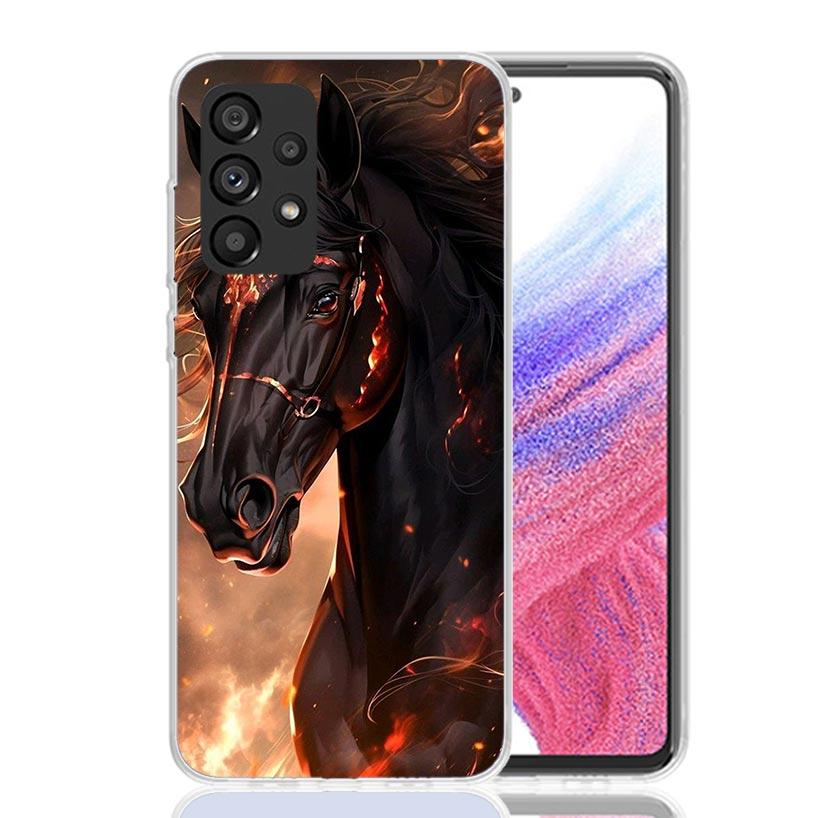 Animal Black Horse Phone Case For Samsung Galaxy A13 A14 A15 A16 A17 A53 A54 A55 A56 A33 A34 A35 A36 A23 A24 A25 A26 A05S A04S G